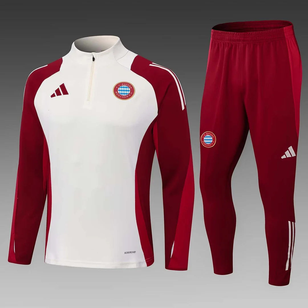 2024/2025 Bayern Munich Half-Pull Training Suit White Football Shirt 1:1 Thai Quality Set