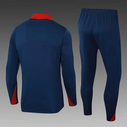 2024 England Half-Pull Training Suit Royal blue Soccer Jersey Set