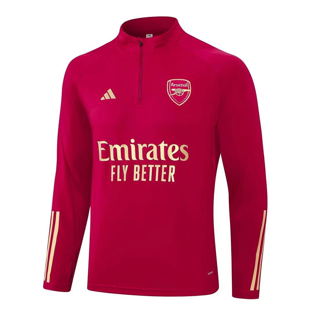 2023/2024 Arsenal Half-Pull Training Suit Red Football Shirt 1:1 Thai Quality Set