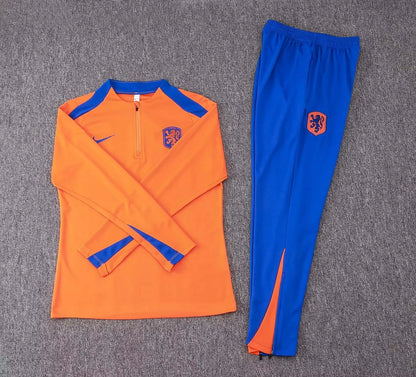 2024 Netherlands Half-Pull Training Suit Orange Football Shirt 1:1 Thai Quality Set