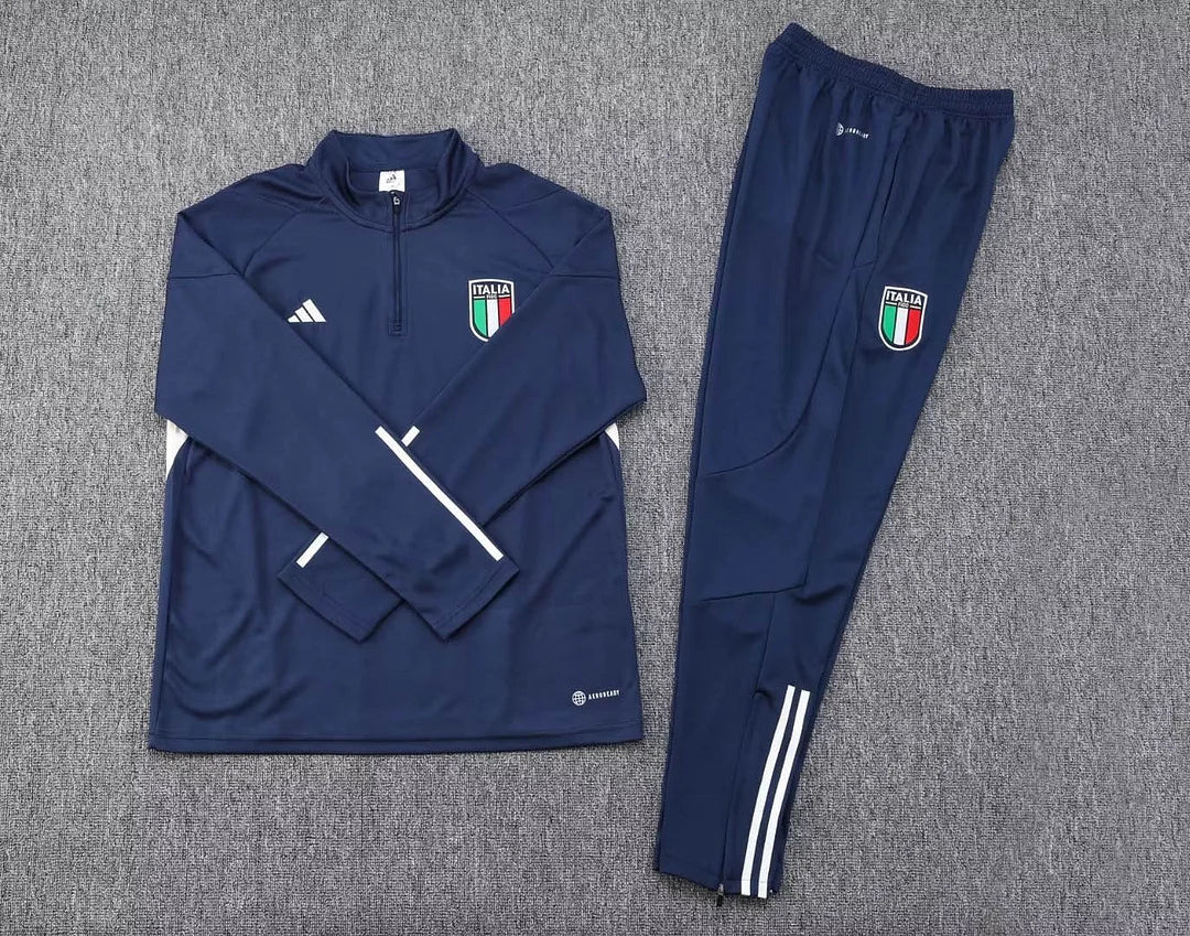 2023 Italy Half-Pull Training Suit Royal Blue Soccer Shirt Set