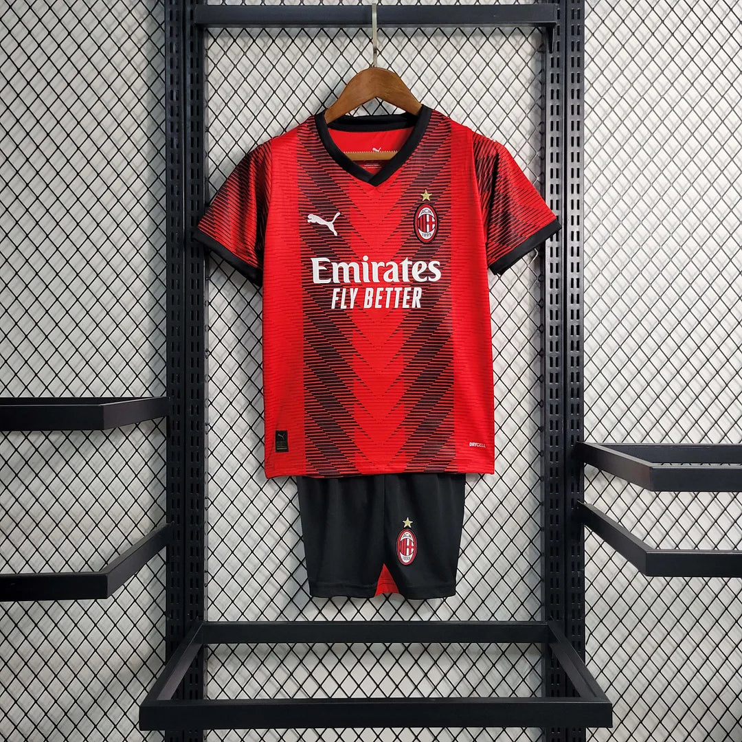 Kids Size 2023/2024 AC Milan Soccer Jersey Home 1:1 Thai Quality