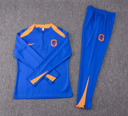 2024 Netherlands Half-Pull Training Suit Colorful Blue Football Shirt 1:1 Thai Quality Set