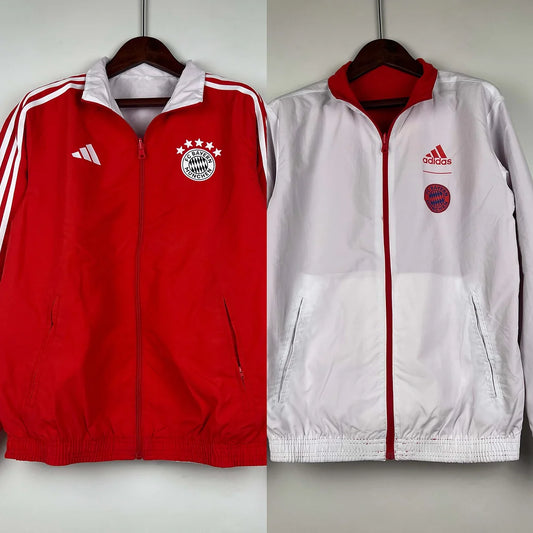 2023-2024 Bayern Munich Reversible Windbreaker （Red-white）Soccer Jersey 1:1 Thai Quality