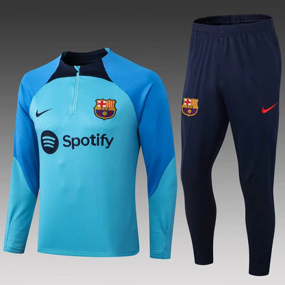 2022/2023 Barcelona Half-Pull Training Suit Blue Jersey Set