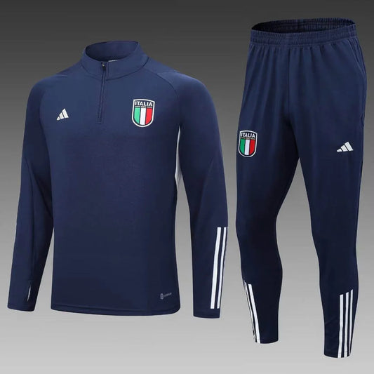 2023 Italy Half-Pull Training Suit Royal Blue Soccer Shirt Set