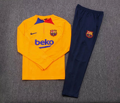 2022/2023 Barcelona Half-Pull Training Suit Yellow Jersey Set