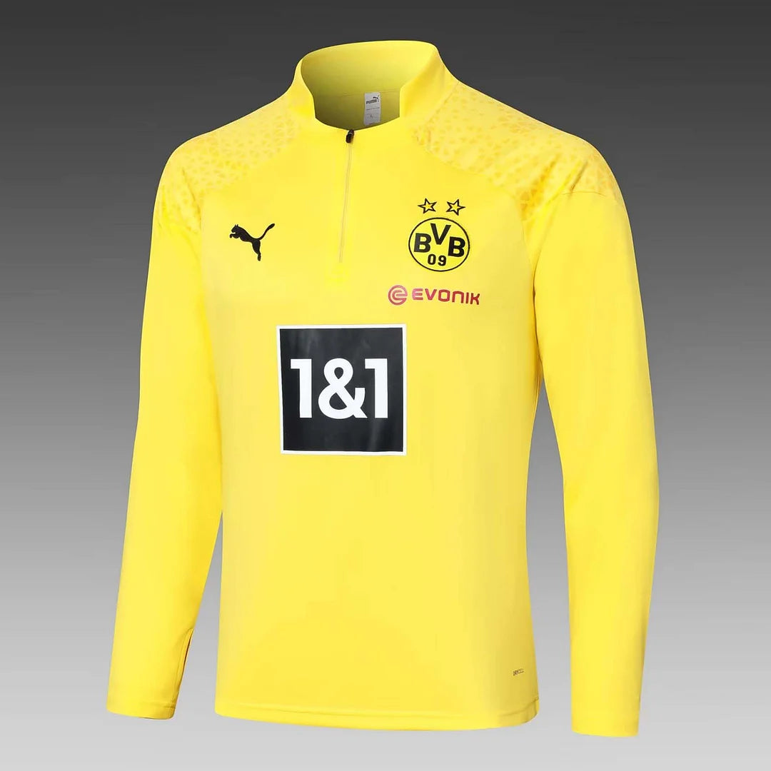 2023/2024 Dortmund Half-Pull Training Suit Yellow Football Shirt 1:1 Thai Quality Set