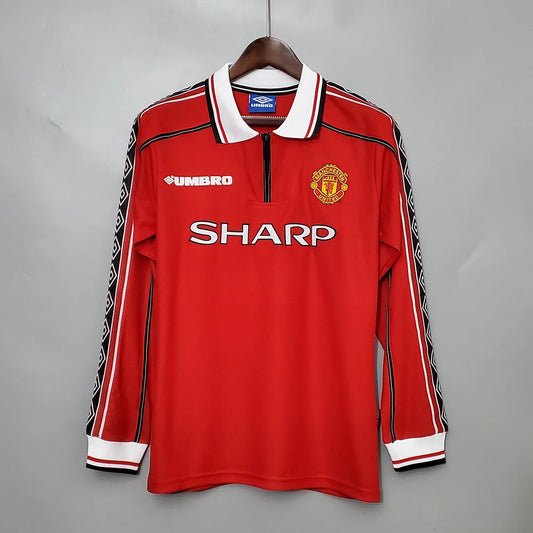 1998-1999 Retro Long Sleeve Manchester United Home Football Shirt 1:1 Thai Quality