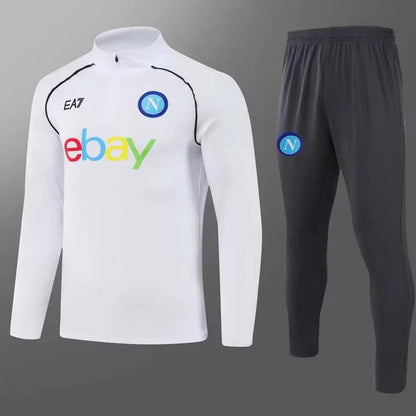 2023-2024 Napoli Half-Pull Training Suit White Football Shirt 1:1 Thai Quality Set