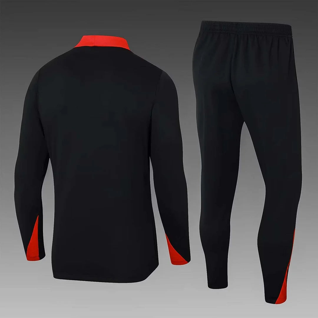 2024 Portugal Half-Pull Training Suit Black Football Shirt Set