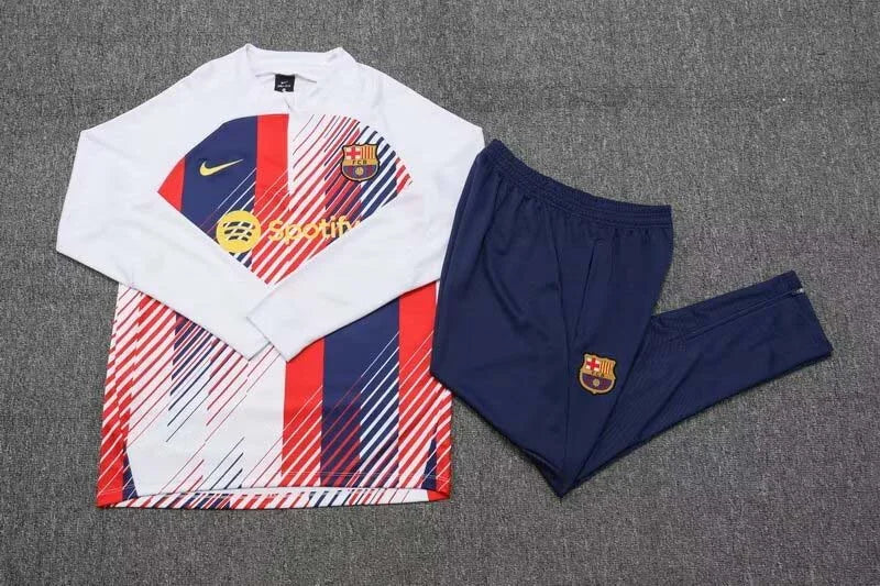 2023/2024 Barcelona Special Edition Half-Pull Training Suit White Jersey Set