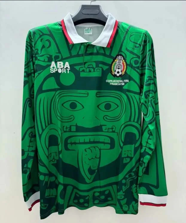 1998 Retro Long Sleeve Mexico Home Football Shirt 1:1 Thai Quality