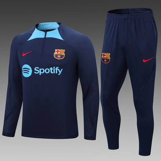 2022/2023 Barcelona Half-Pull Training Suit Dark Blue Jersey Set