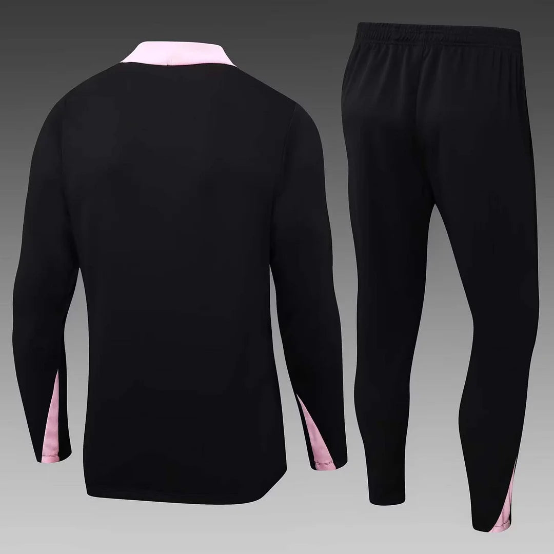 2024/2025 Psg Paris Saint-Germain Half-Pull Training Suit Black and pink Set