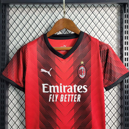 Kids Size 2023/2024 AC Milan Soccer Jersey Home 1:1 Thai Quality