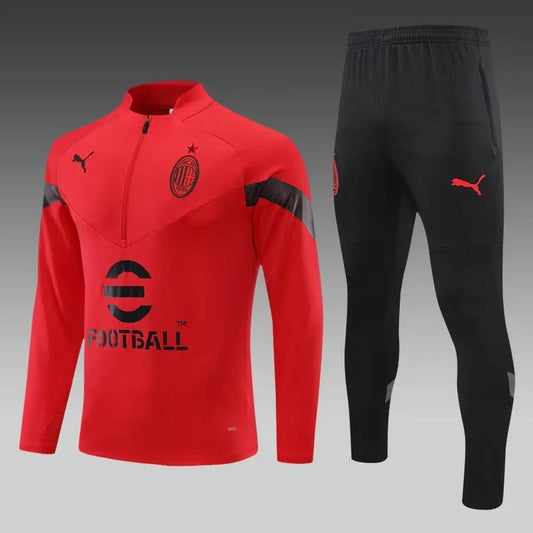 2022/2023 AC Milan Half-Pull Training Suit Red Soccer Jersey 1:1 Thai Quality Set