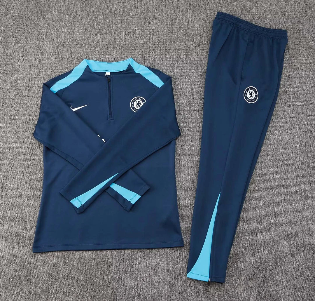 2024/2025 Chelsea Half-Pull Training Suit Royal blue Football Shirt 1:1 Thai Quality Set