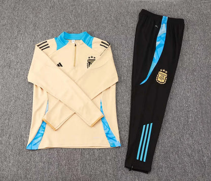 2024 Argentina Half-Pull Training Suit Khaki Football Shirt 1:1 Thai Quality Set