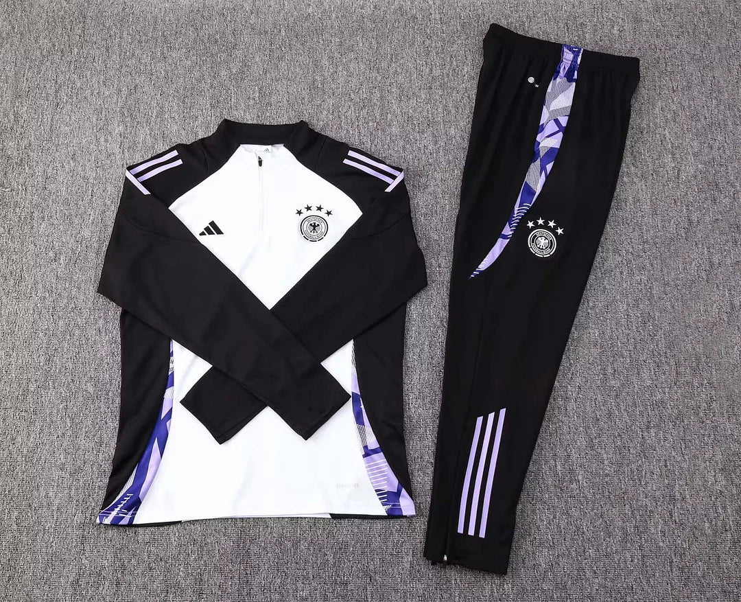 2024 Germany Half-Pull Training Suit White Jersey Set