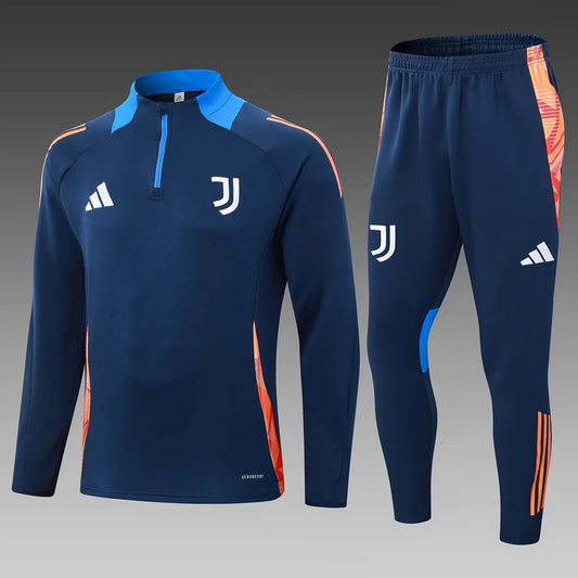 2024/2025 Juventus Half-Pull Training Suit Royal blue Football Shirt 1:1 Thai Quality Set