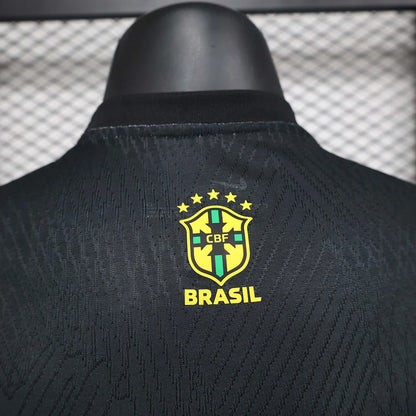 2024 Player Version Brazil Special Edition Jesus Black Gray Soccer Jersey