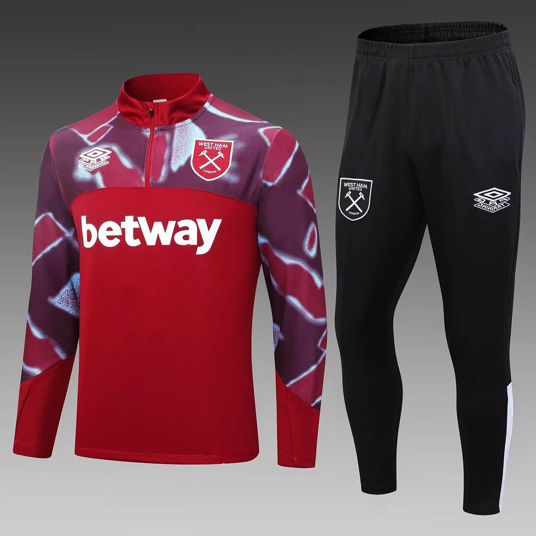 2022/2023 West Ham United Half-Pull Training Suit Red Football Shirt 1:1 Thai Quality Set