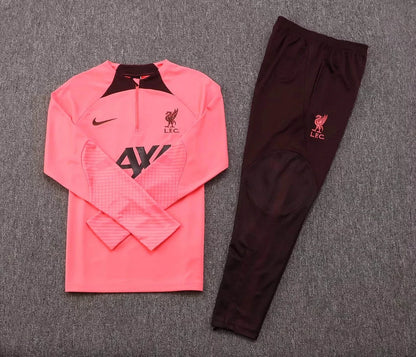 2022/2023 Liverpool Half-Pull Training Suit Pink Jersey 1:1 Thai Quality Set