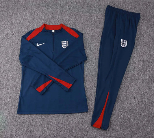 2024 England Half-Pull Training Suit Royal blue Soccer Jersey Set