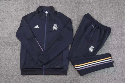 2023/2024 Real Madrid Long Zipped Jacket Navy blue Football Shirt Set