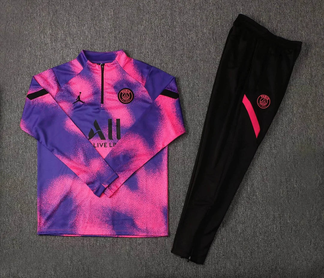 2021/2022 Psg Paris Saint-Germain Half-Pull Training Suit Pink Set