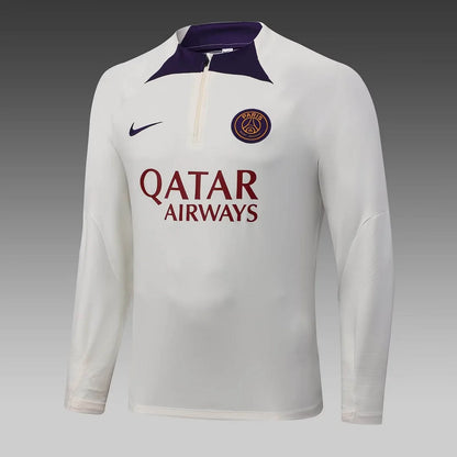 2023/2024 Psg Paris Saint-Germain Half-Pull Training Suit Off White Set