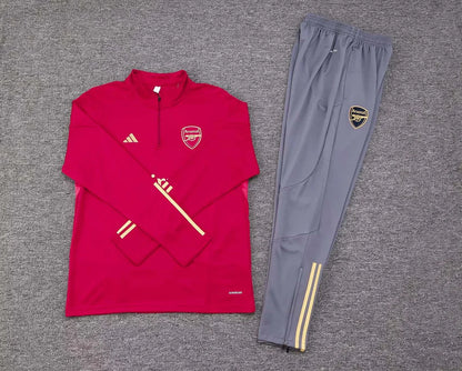 2023/2024 Arsenal Half-Pull Training Suit Red Football Shirt 1:1 Thai Quality Set