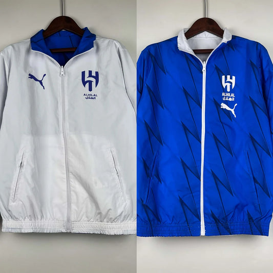 2023/2024 Al-Nassr Reversible Windbreaker（White-Blue）Soccer Jersey 1:1 Thai Quality