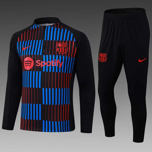 2024/2025 Barcelona Half-Pull Training Suit Red and blue Jersey Set