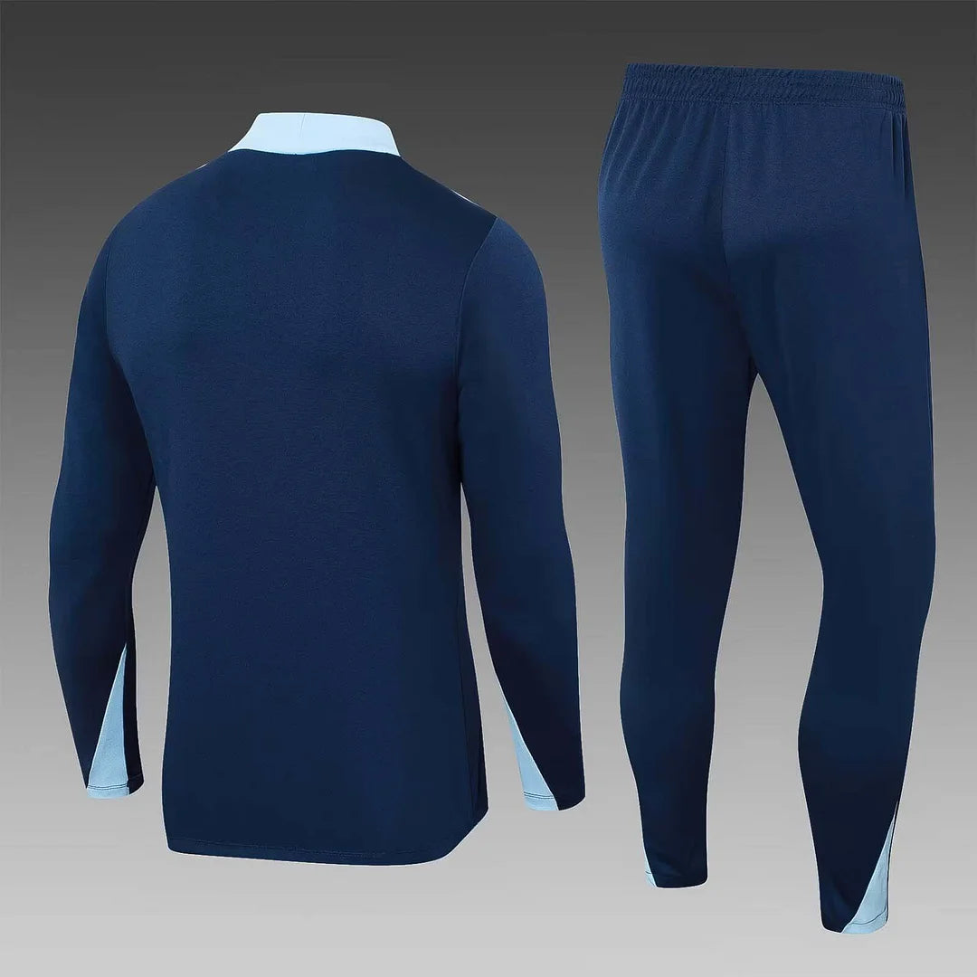 2024 France Half-Pull Training Suit Royal blue Football Shirt Set