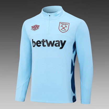 2023/2024 West Ham United Half-Pull Training Suit Light Blue Football Shirt 1:1 Thai Quality Set