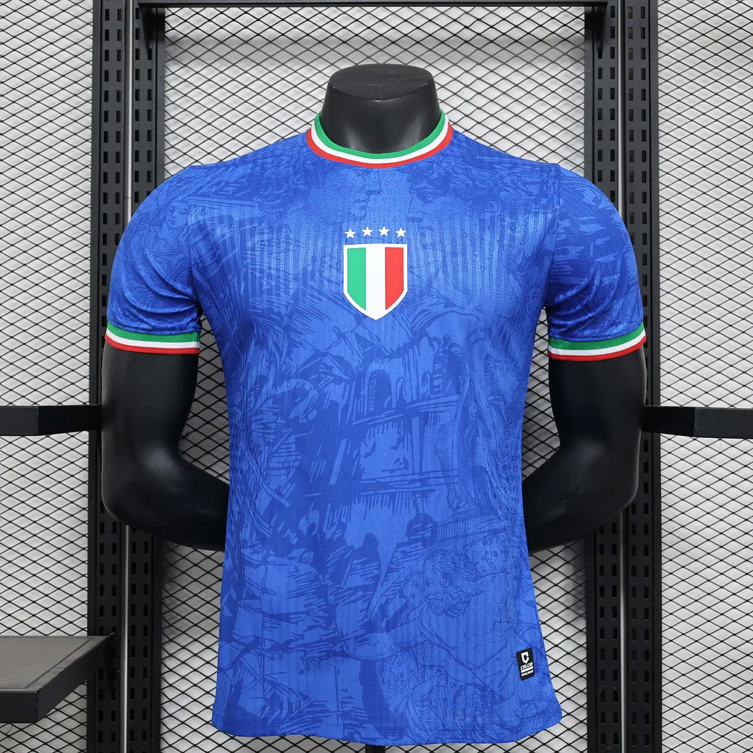 2025 Player Version Italy Training Wear Blue Football Shirt 1:1 Thai Quality