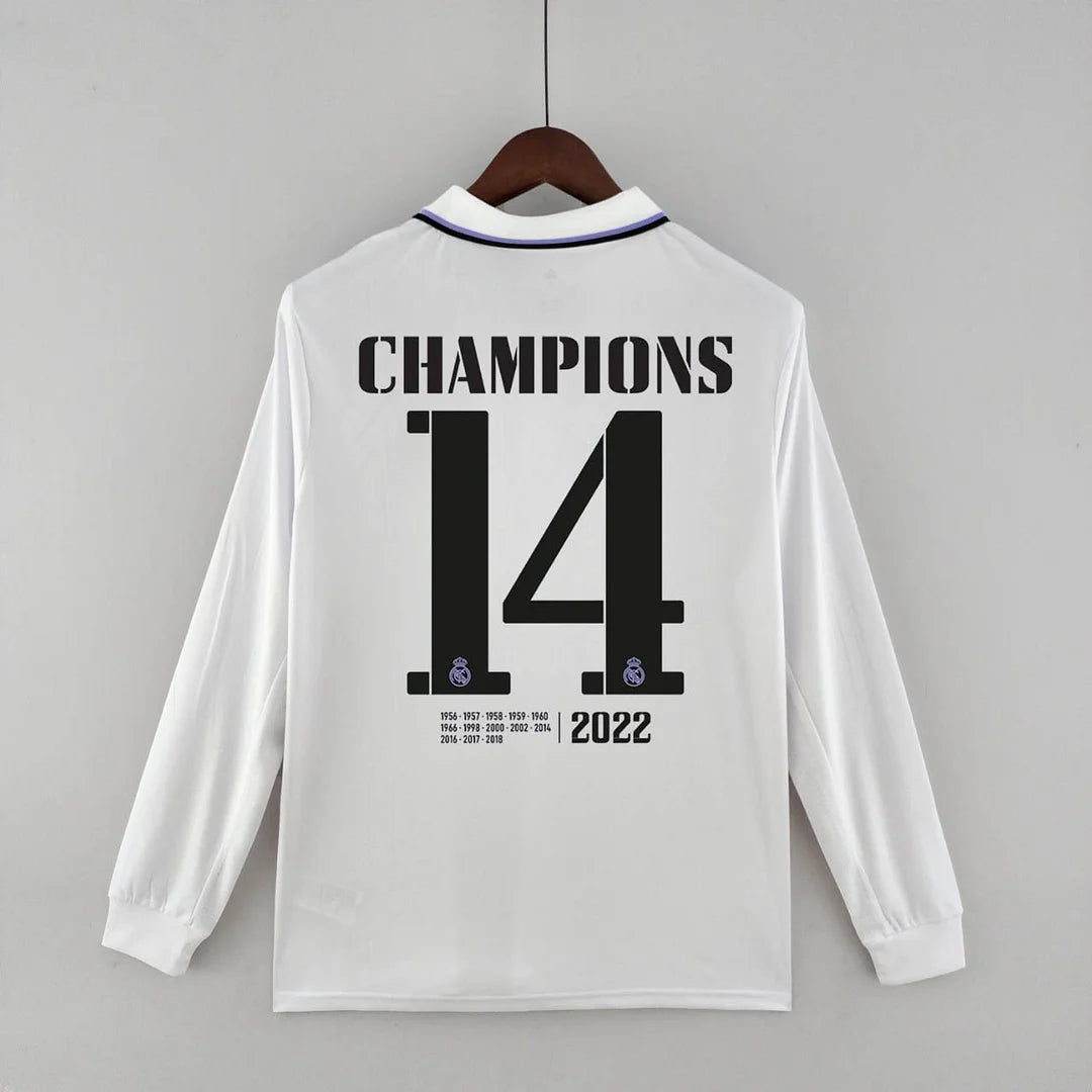 2022/2023 Long Sleeve Real Madrid Home 14 Champions Edition Jersey