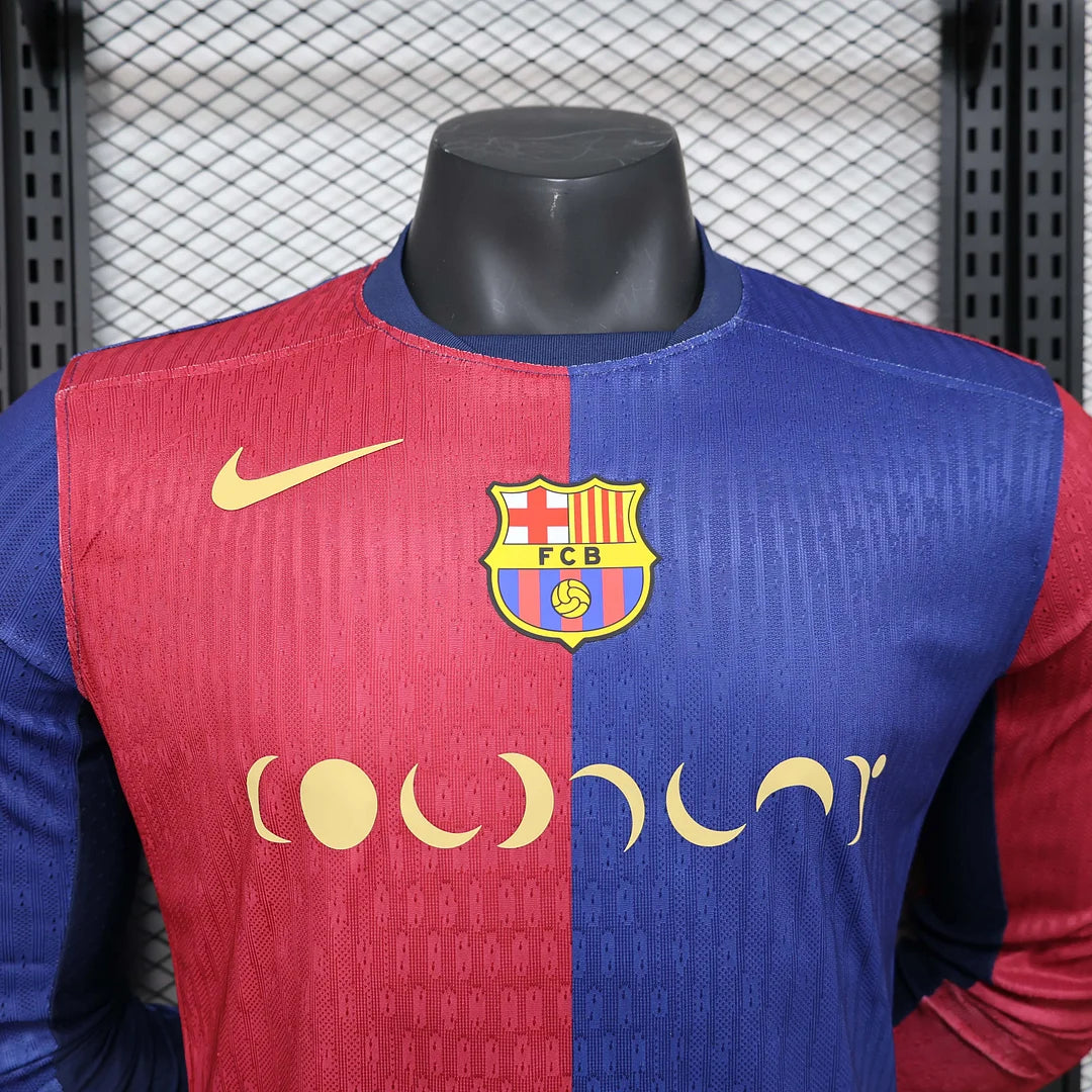 2024/2025 Long Sleeve Player Version Barcelona Home Moon Music Football Shirt 1:1 Thai Quality