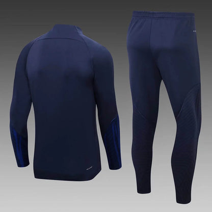 2022 France Half-Pull Training Suit Royal Blue Football Shirt Set