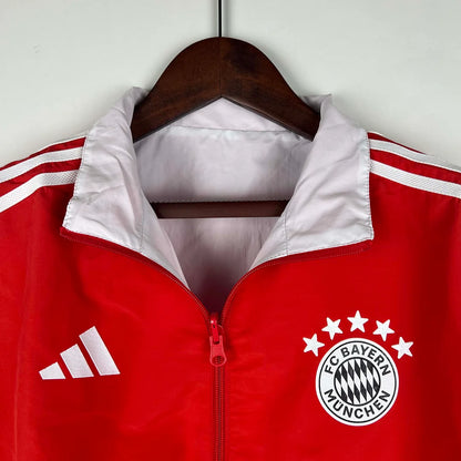 2023-2024 Bayern Munich Reversible Windbreaker （Red-white）Soccer Jersey 1:1 Thai Quality