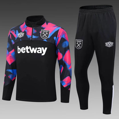 2022/2023 West Ham United Half-Pull Training Suit Black Football Shirt 1:1 Thai Quality Set