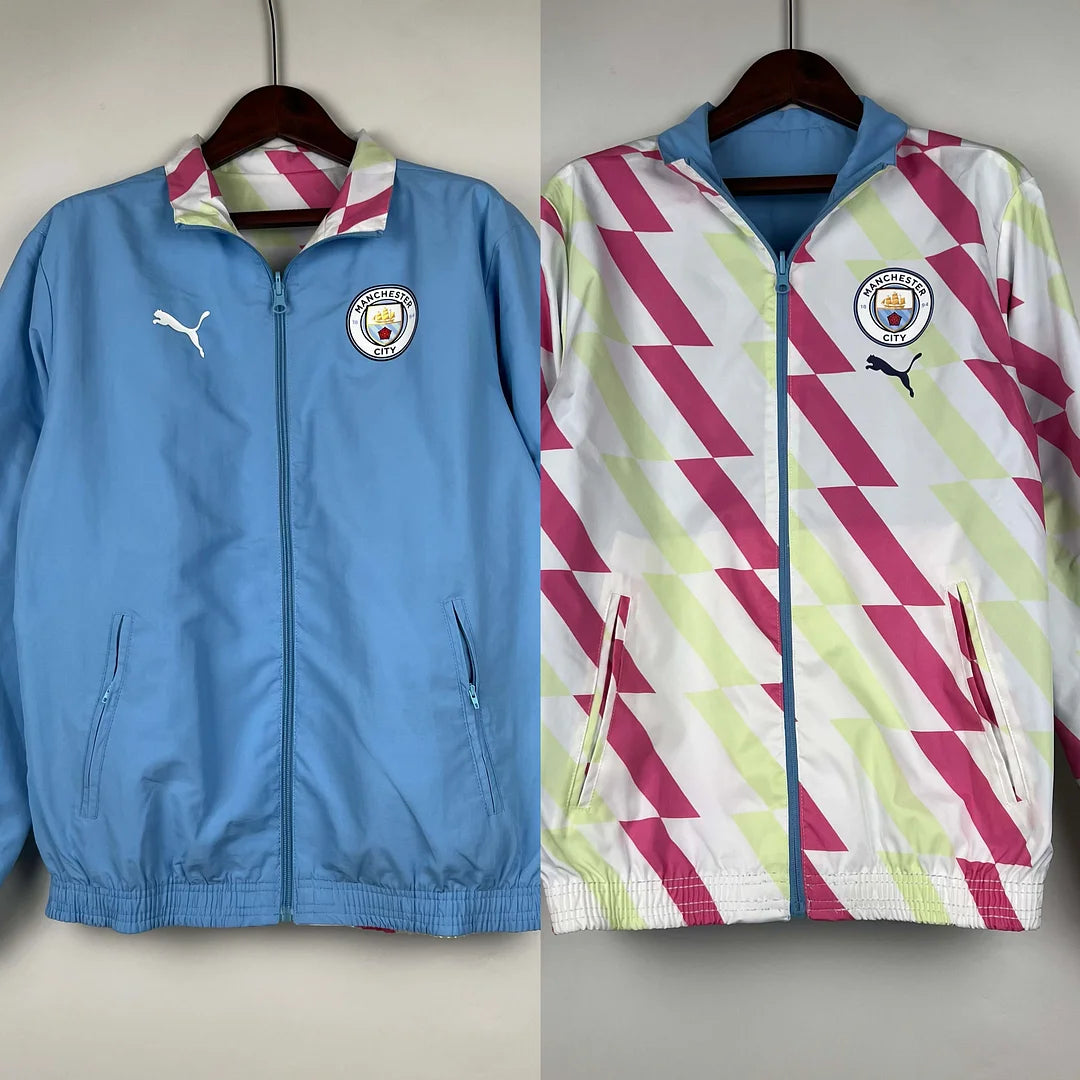 2023/2024 Manchester City Reversible Windbreaker Blue Soccer Jersey 1:1 Thai Quality