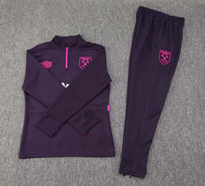 2024/2025 West Ham United Half-Pull Training Suit Purple Football Shirt 1:1 Thai Quality Set