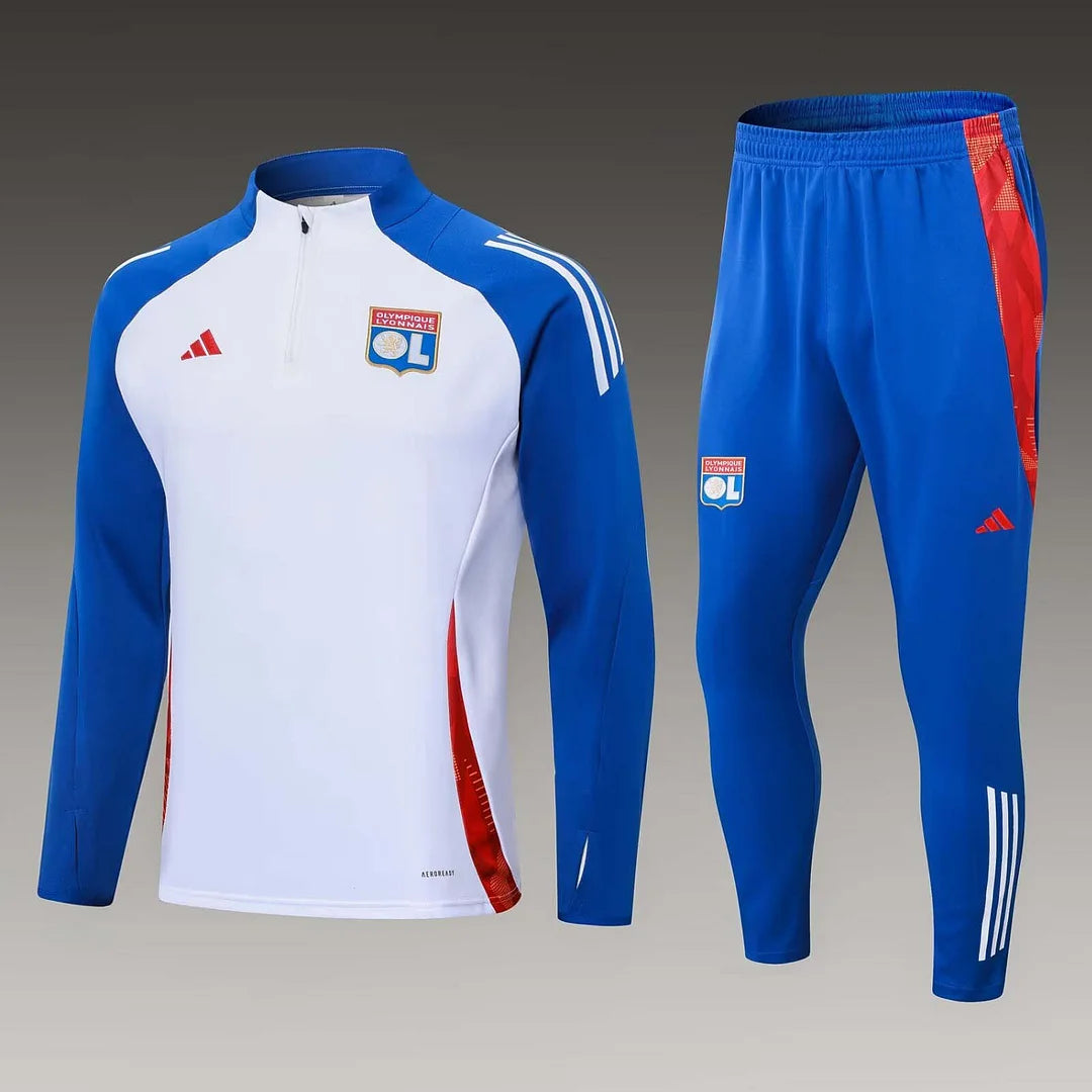 2024/2025 Lyon Half-Pull Training Suit White Football Shirt Set