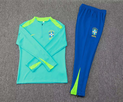 2024 Brazil Half-Pull Training Suit Light green Football Shirt 1:1 Thai Quality Set