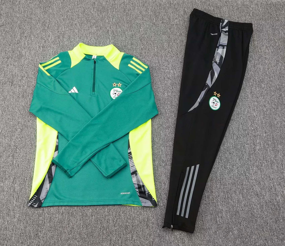 2024 Algeria National Team Half-Pull Training Suit Dark green Shirt Set