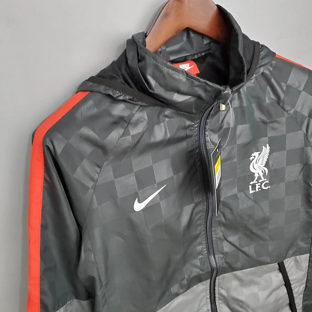 2021/2022 Liverpool Windbreaker Black-Grey Plaid Soccer Jersey 1:1 Thai Quality