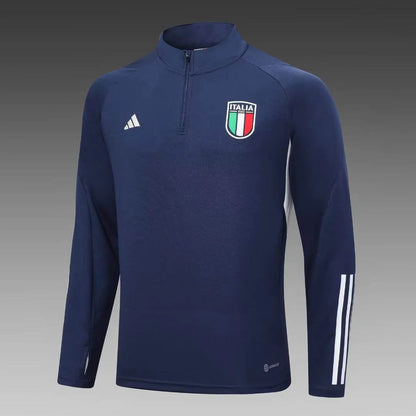 2023 Italy Half-Pull Training Suit Royal Blue Soccer Shirt Set